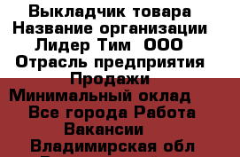 Выкладчик товара › Название организации ­ Лидер Тим, ООО › Отрасль предприятия ­ Продажи › Минимальный оклад ­ 1 - Все города Работа » Вакансии   . Владимирская обл.,Вязниковский р-н